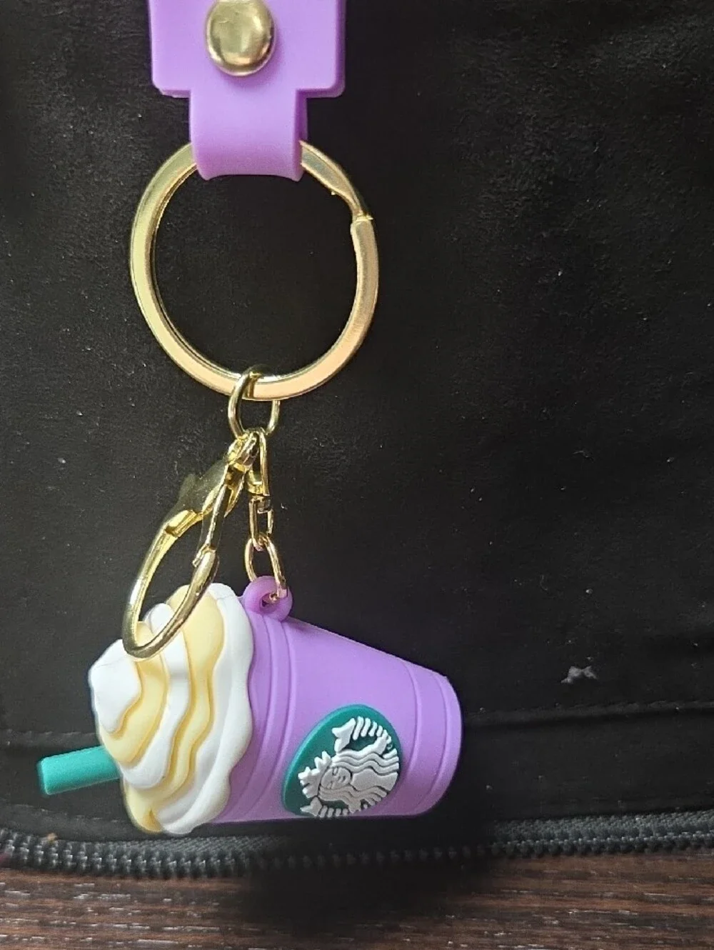 Starbucks Purple Keychain Strap with Frappuccino Charm